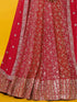 Red Georgette Lehenga Choli - Detail View | Samyak Fashion