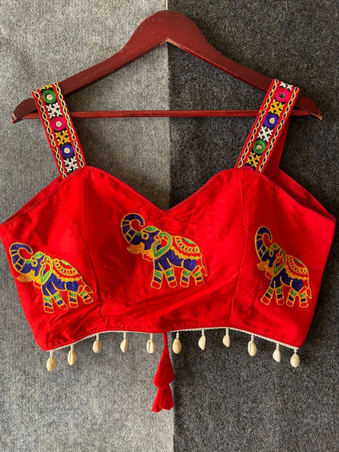 Red Heavy Magic Cotton Blouse - Side View | Samyak Fashion