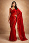 Red Jimmy Choo Saree With Blouse - Front View | Samyak Fashion