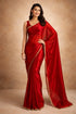 Red Jimmy Choo Saree With Blouse - Front View | Samyak Fashion