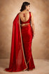 Red Jimmy Choo Saree With Blouse - Back View | Samyak Fashion
