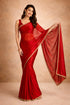 Red Jimmy Choo Saree With Blouse - Side View | Samyak Fashion