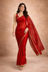 Red Jimmy Choo Saree With Blouse - Detail View | Samyak Fashion