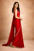 Red Jimmy Choo Saree With Blouse - Close-up View | Samyak Fashion