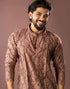 Red Modal Silk Mens Kurta With Payjama - Side View | Samyak Fashion