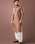 Red Modal Silk Mens Kurta With Payjama - Detail View | Samyak Fashion