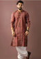 Red Modal Silk Mens Kurta With Payjama - Front View | Samyak Fashion