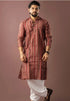 Red Modal Silk Mens Kurta With Payjama - Front View | Samyak Fashion