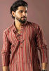 Red Modal Silk Mens Kurta With Payjama - Side View | Samyak Fashion