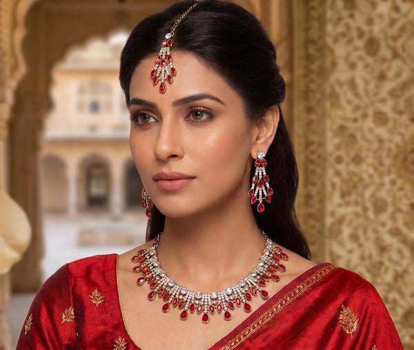 Red Necklace - Front View | Samyak Fashion