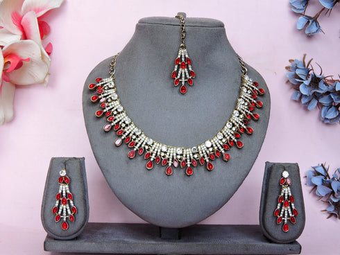 Red Necklace - Back View | Samyak Fashion