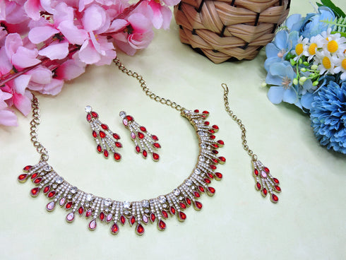 Red Necklace - Side View | Samyak Fashion
