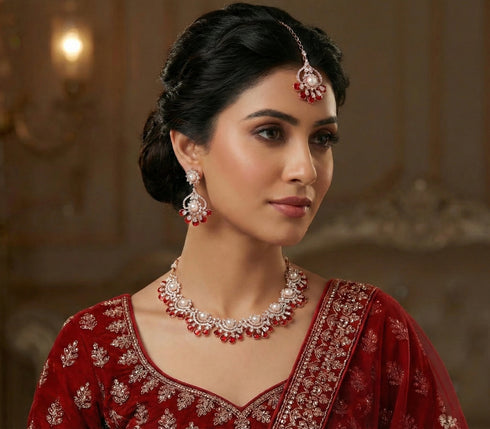 Red Necklace - Front View | Samyak Fashion