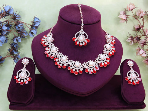 Red Necklace - Back View | Samyak Fashion