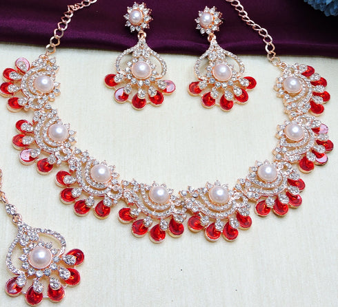 Red Necklace - Detail View | Samyak Fashion
