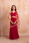 Red Organza Arty Lehenga Choli - Front View | Samyak Fashion