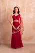 Red Organza Arty Lehenga Choli - Front View | Samyak Fashion