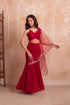 Red Organza Arty Lehenga Choli - Back View | Samyak Fashion