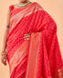 Red Pure Silk Party Wear Saree With Blouse - Close-up View | Samyak Fashion