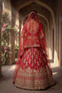 Red Silk Lehenga Choli - Back View | Samyak Fashion