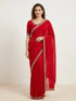 Red Space Silk Elegant Party Wear Saree Collection With Blouse - Front View | Samyak Fashion