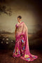 Rose Pink Jacquard Elegant Party Wear Saree Collection With Blouse - Front View | Samyak Fashion