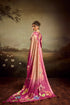 Rose Pink Jacquard Elegant Party Wear Saree Collection With Blouse - Side View | Samyak Fashion