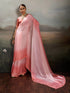Rose Pink Satin Elegant Party Wear Saree Collection With Blouse - Front View | Samyak Fashion