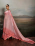 Rose Pink Satin Elegant Party Wear Saree Collection With Blouse - Back View | Samyak Fashion