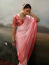 Rose Pink Satin Elegant Party Wear Saree Collection With Blouse - Detail View | Samyak Fashion