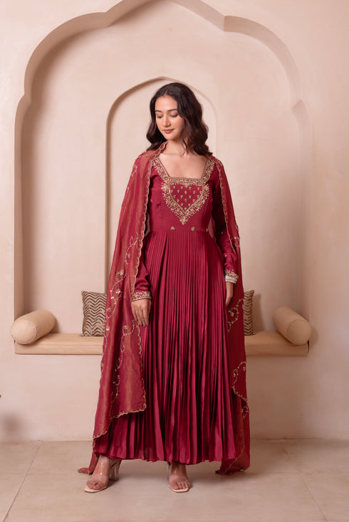Rosegold Chinon Salwar Suit - Back View | Samyak Fashion