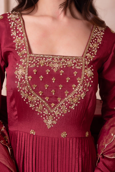Rosegold Chinon Salwar Suit - Close-up View | Samyak Fashion