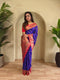 Royal Blue Paithani Silk Party Wear Saree With Blouse - Front View | Samyak Fashion