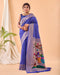 Royal Blue Pure Silk Party Wear Saree With Blouse - Front View | Samyak Fashion