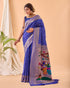 Royal Blue Pure Silk Party Wear Saree With Blouse - Back View | Samyak Fashion