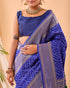 Royal Blue Pure Silk Party Wear Saree With Blouse - Close-up View | Samyak Fashion