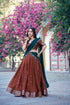 Rust Chinon Lehenga Choli Ethnic - Front View | Samyak Fashion