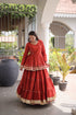 Rust Cora Cotton Lehenga Choli - Side View | Samyak Fashion