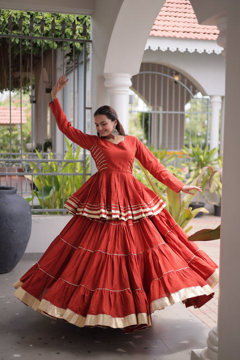 Rust Cora Cotton Lehenga Choli - Styled View | Samyak Fashion