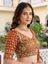 Rust Rangoli Silk Lehenga Choli - Side View | Samyak Fashion
