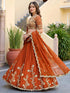 Rust Rangoli Silk Lehenga Choli - Detail View | Samyak Fashion