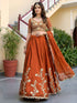Rust Rangoli Silk Lehenga Choli - Close-up View | Samyak Fashion