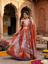 Rust Tabby Silk Lehenga Choli - Front View | Samyak Fashion