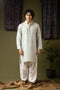 Sea Blue Silk Blend Mens Kurta With Payjama - Front View | Samyak Fashion