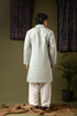 Sea Blue Silk Blend Mens Kurta With Payjama - Back View | Samyak Fashion