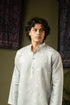 Sea Blue Silk Blend Mens Kurta With Payjama - Side View | Samyak Fashion