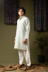 Sea Blue Silk Blend Mens Kurta With Payjama - Detail View | Samyak Fashion
