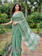 Sea Green Linen Elegant Party Wear Saree Collection With Blouse - Front View | Samyak Fashion