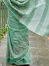 Sea Green Linen Elegant Party Wear Saree Collection With Blouse - Detail View | Samyak Fashion
