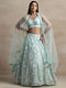 Sea Green Soft Net Lehenga Choli - Front View | Samyak Fashion